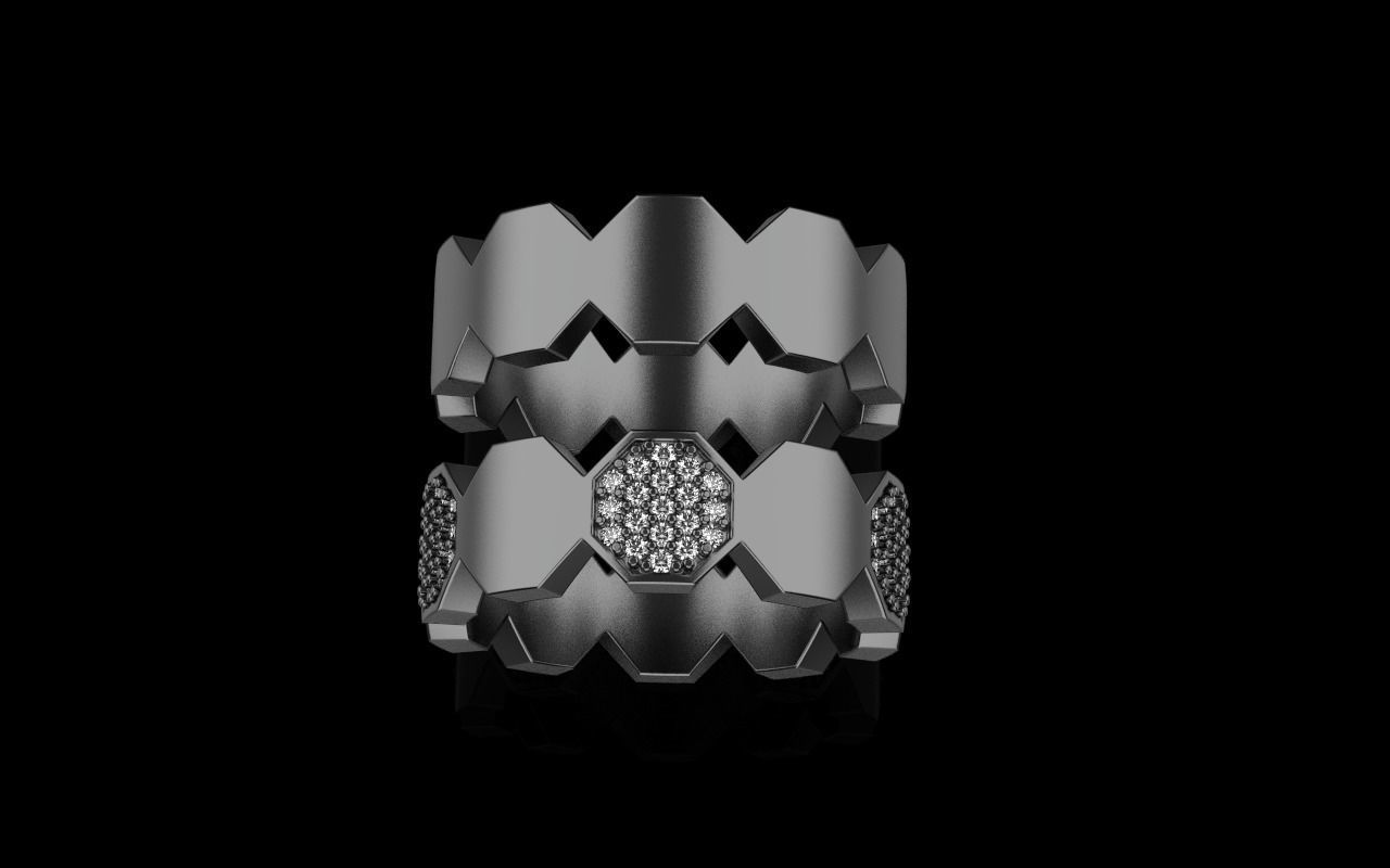 Bee Honeycomb ring model 253 3D print model_21