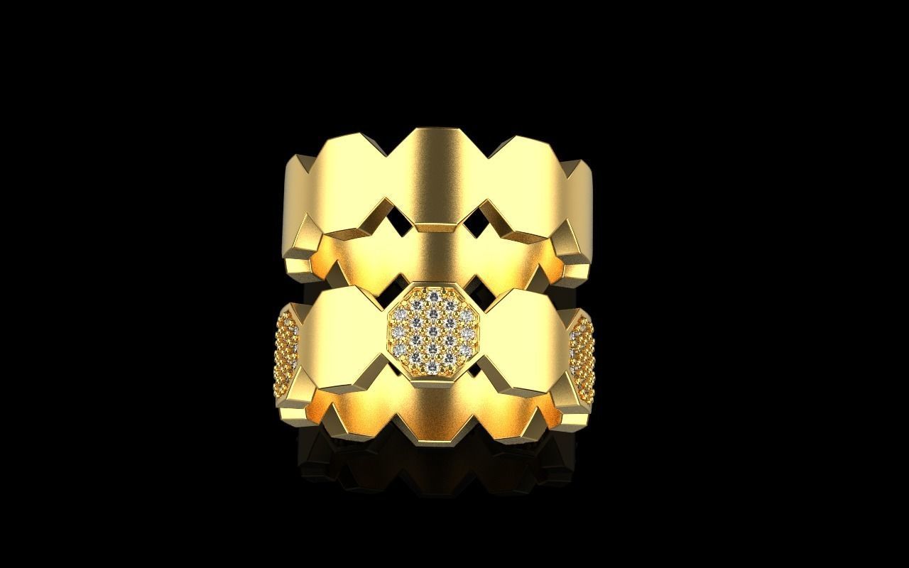 Bee Honeycomb ring model 253 3D print model_25
