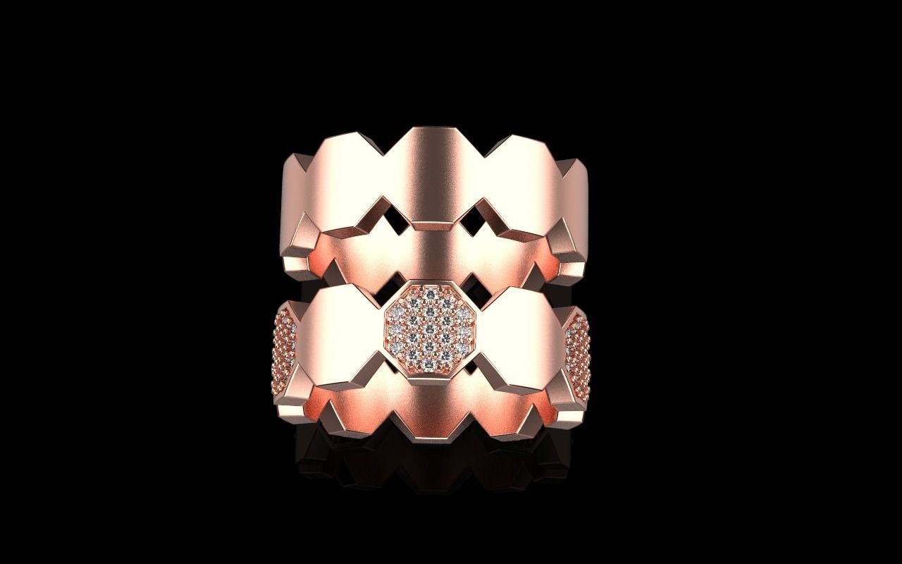 Bee Honeycomb ring model 253 3D print model_22