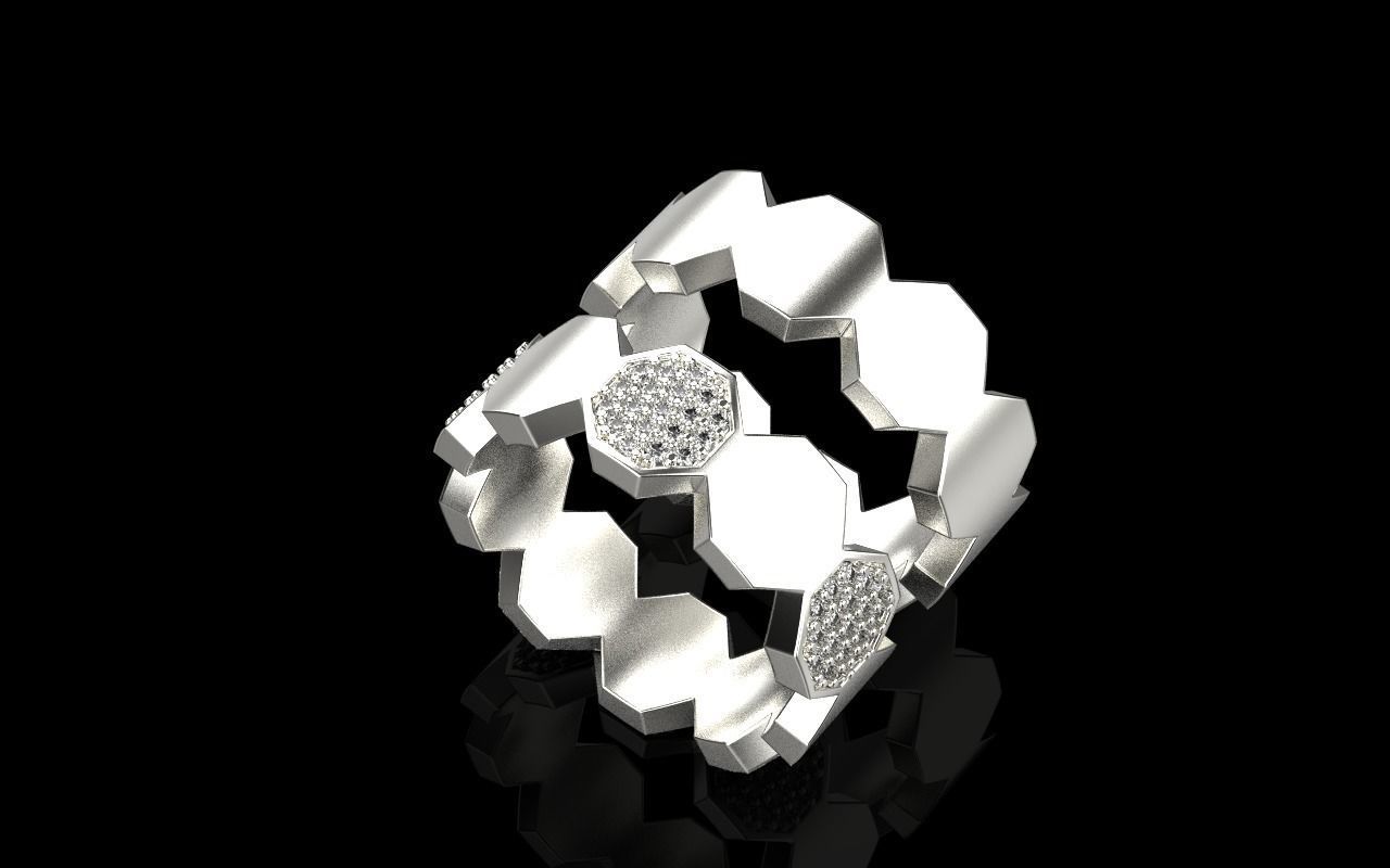 Bee Honeycomb ring model 253 3D print model_17