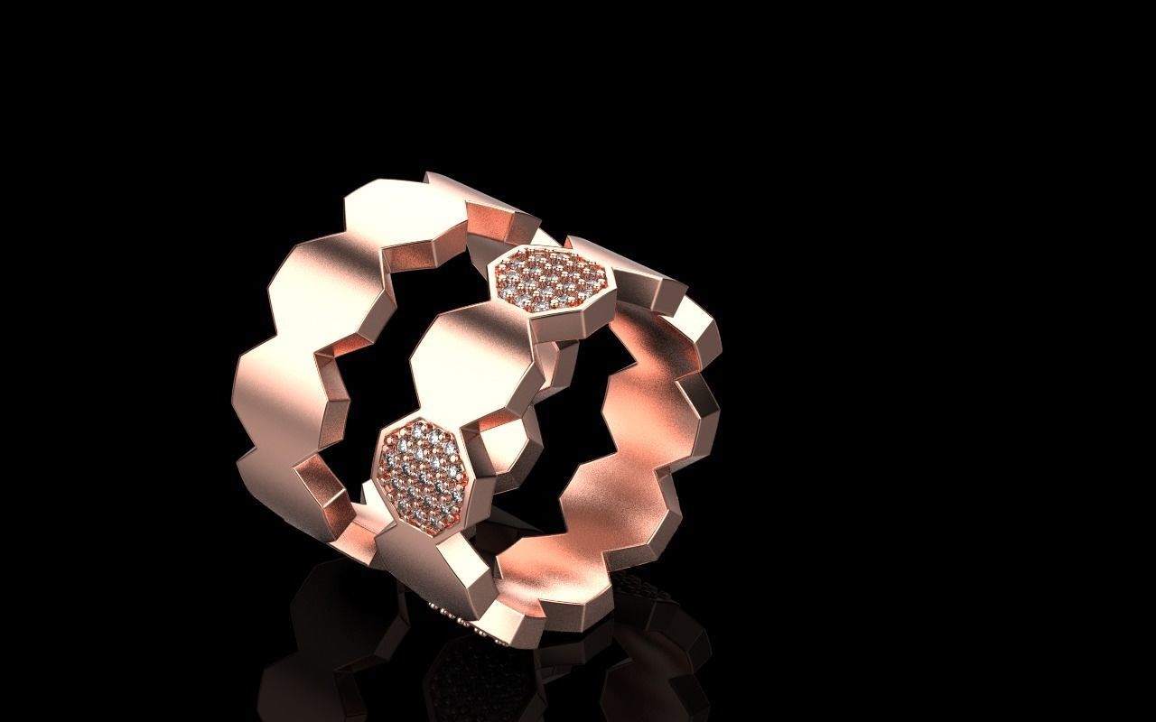 Bee Honeycomb ring model 253 3D print model_27