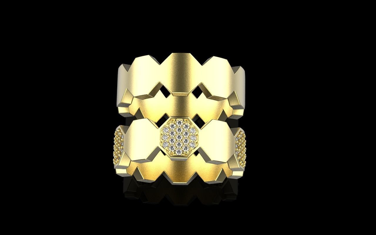 Bee Honeycomb ring model 253 3D print model_24