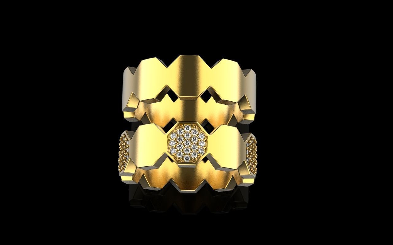 Bee Honeycomb ring model 253 3D print model_18
