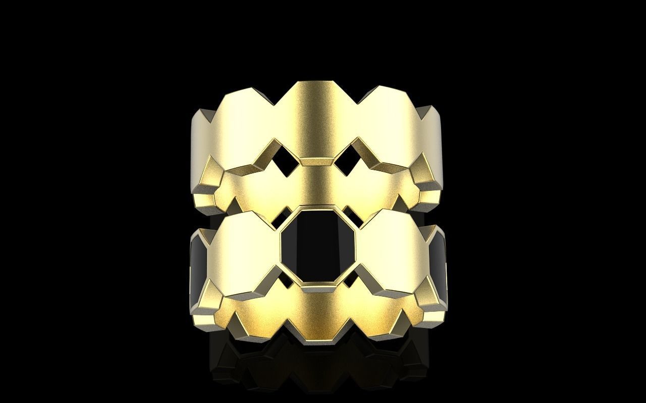 Bee Honeycomb ring 254 3D print model_21