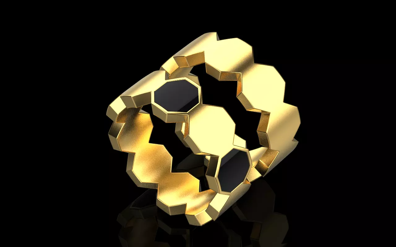 Bee Honeycomb ring 254 3D print model_0