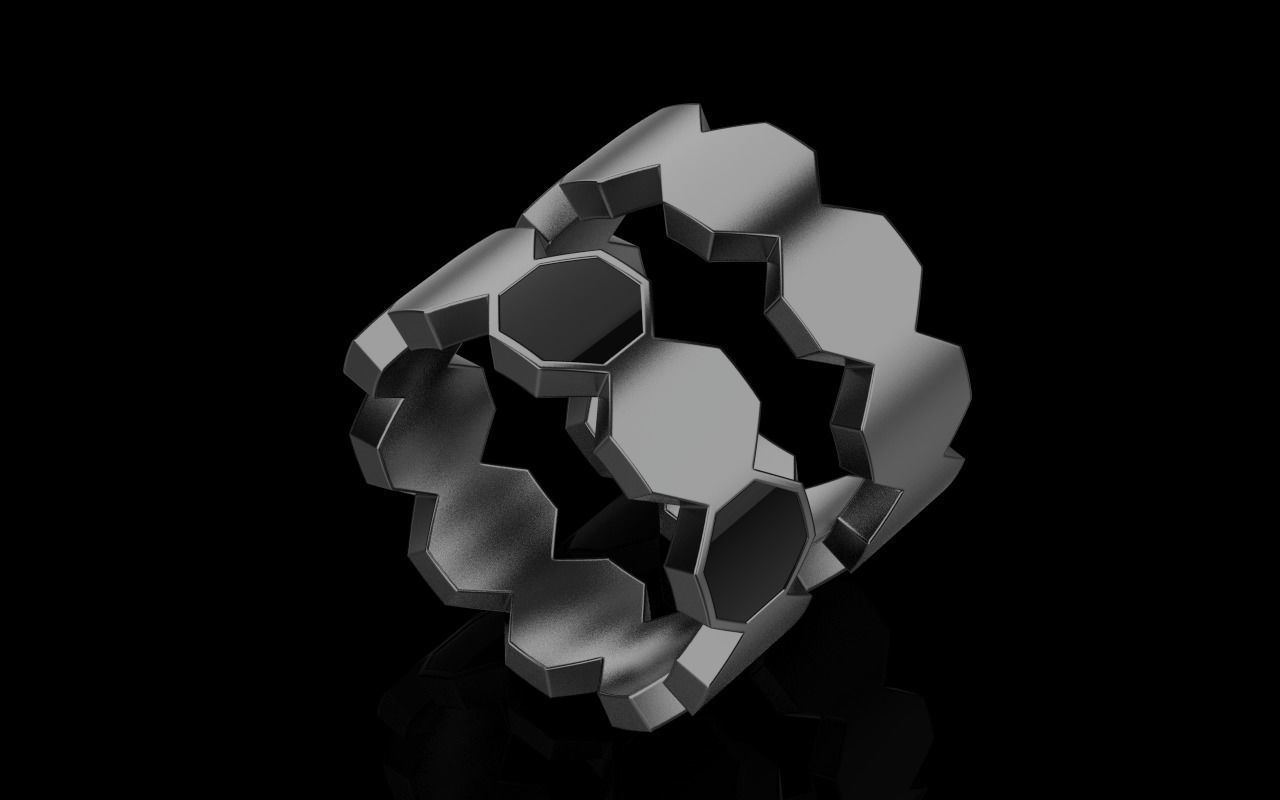 Bee Honeycomb ring 254 3D print model_12