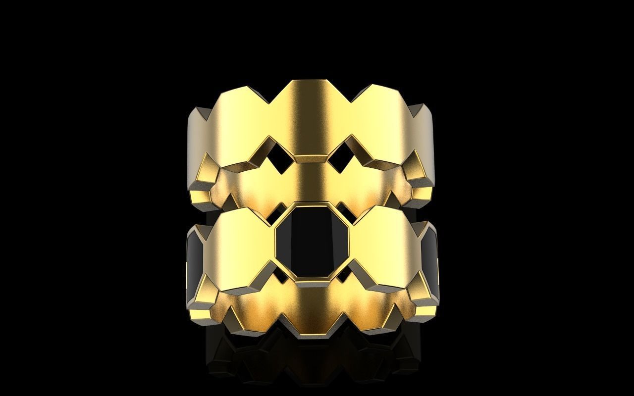 Bee Honeycomb ring 254 3D print model_16
