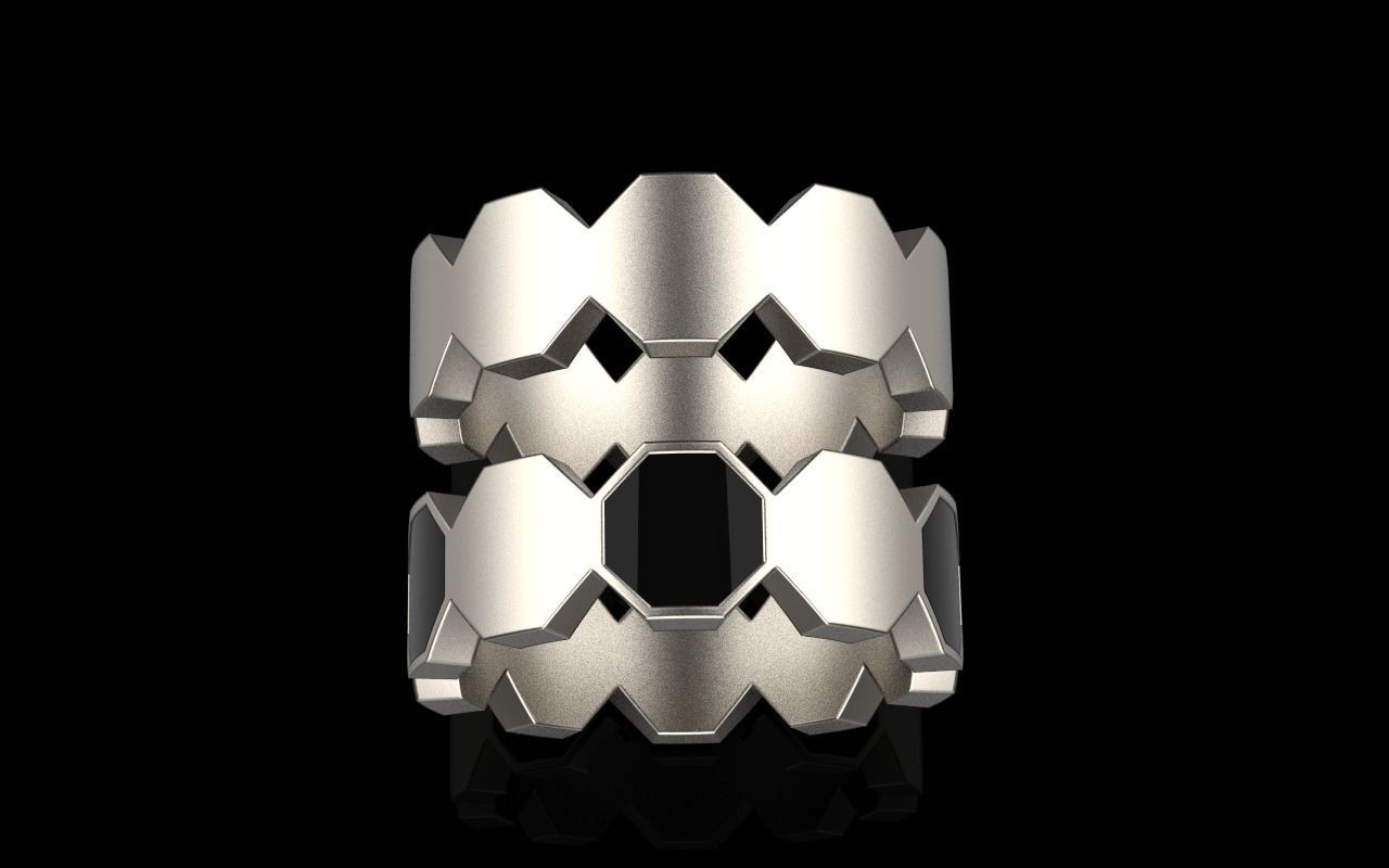 Bee Honeycomb ring 254 3D print model_20