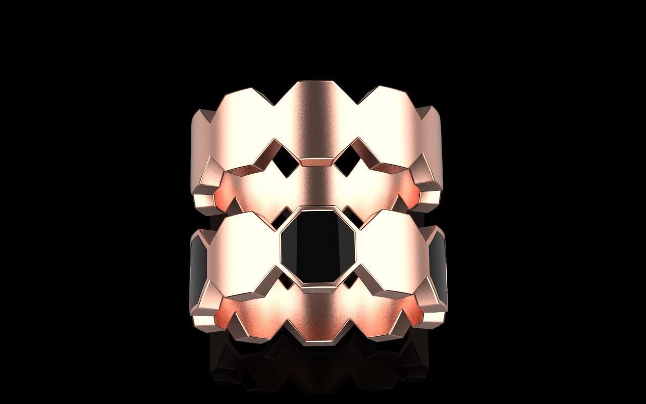 Bee Honeycomb ring 254 3D print model_1