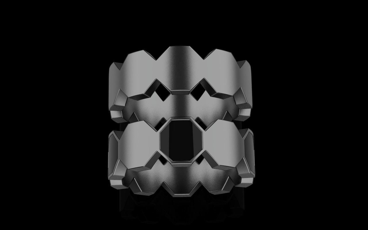 Bee Honeycomb ring 254 3D print model_19