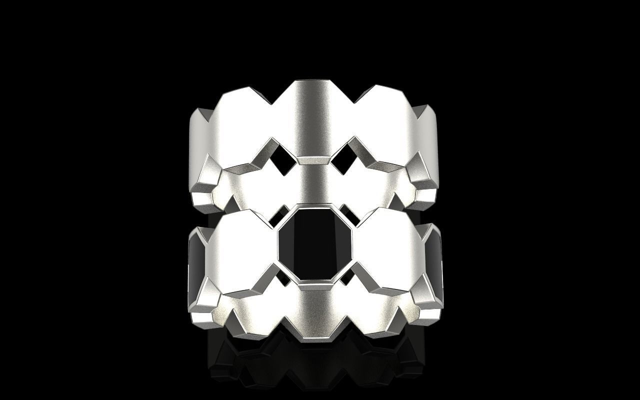 Bee Honeycomb ring 254 3D print model_18