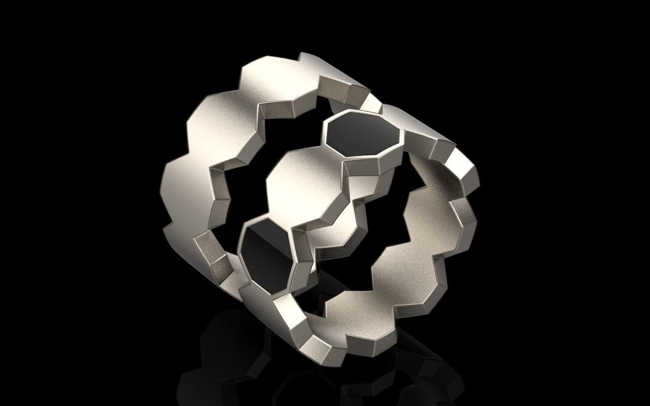 Bee Honeycomb ring 254 3D print model_25