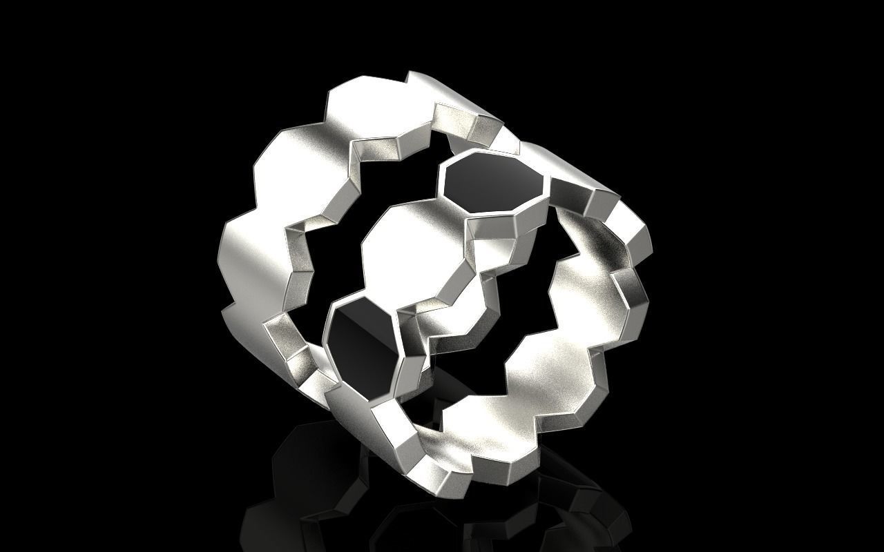 Bee Honeycomb ring 254 3D print model_27