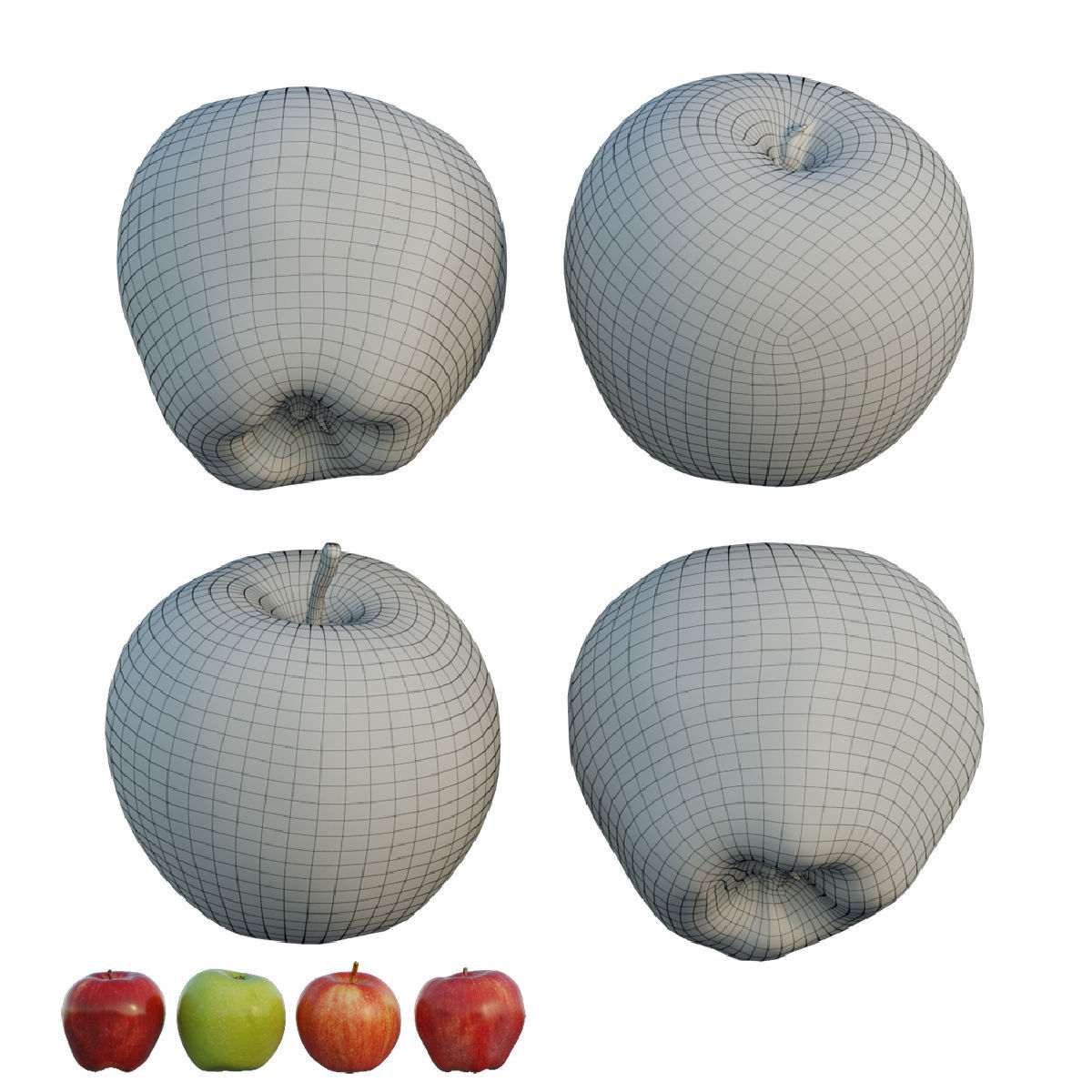 Apple Low-poly 3D model_4
