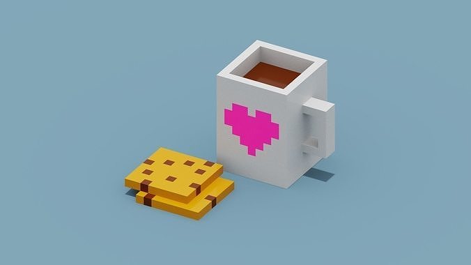 Voxel Coffee Low-poly 3D model