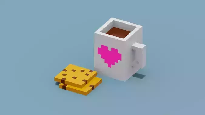 Voxel Coffee Low-poly 3D model