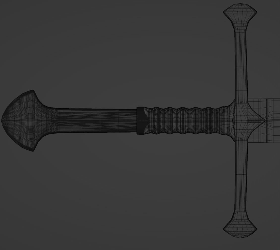 Sword medieval 3D model_4