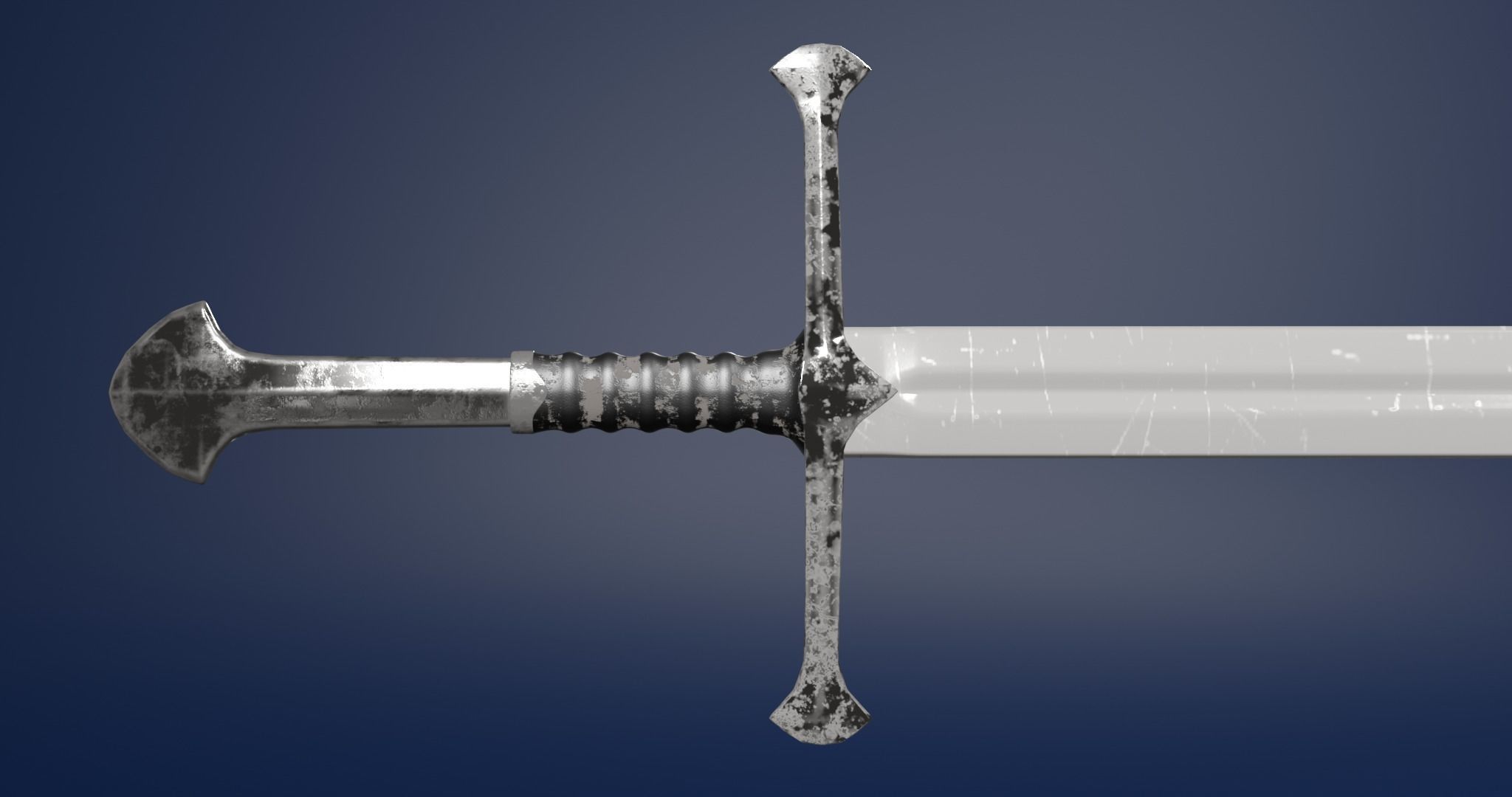 Sword medieval 3D model_2