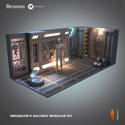 Star War Inspired Smugglers Hallway Modular Kit for 375 Figures 3D print model