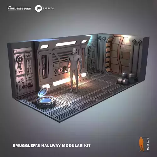 Star War Inspired Smugglers Hallway Modular Kit for 375 Figures 3D print model
