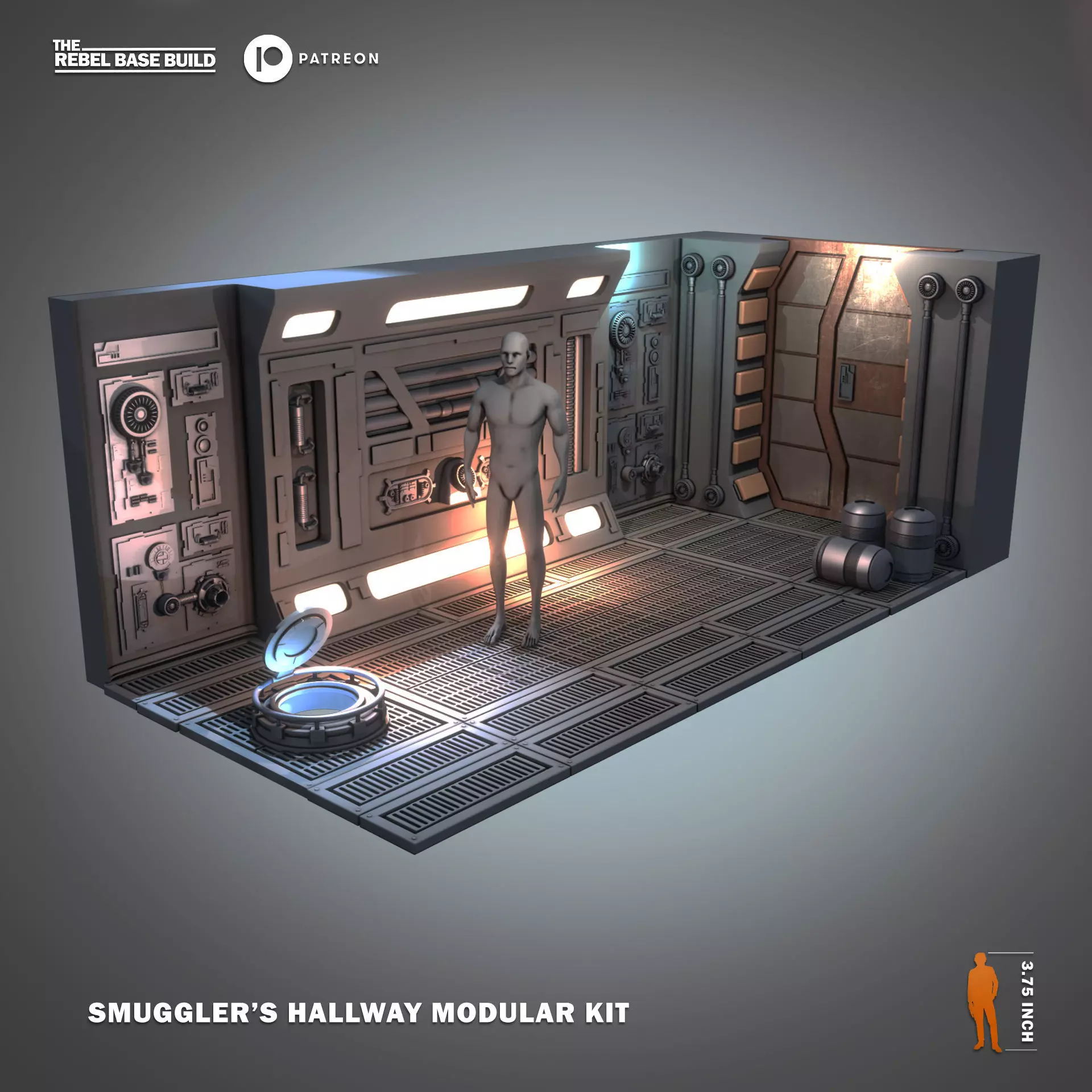 Star War Inspired Smugglers Hallway Modular Kit for 375 Figures 3D print model_0