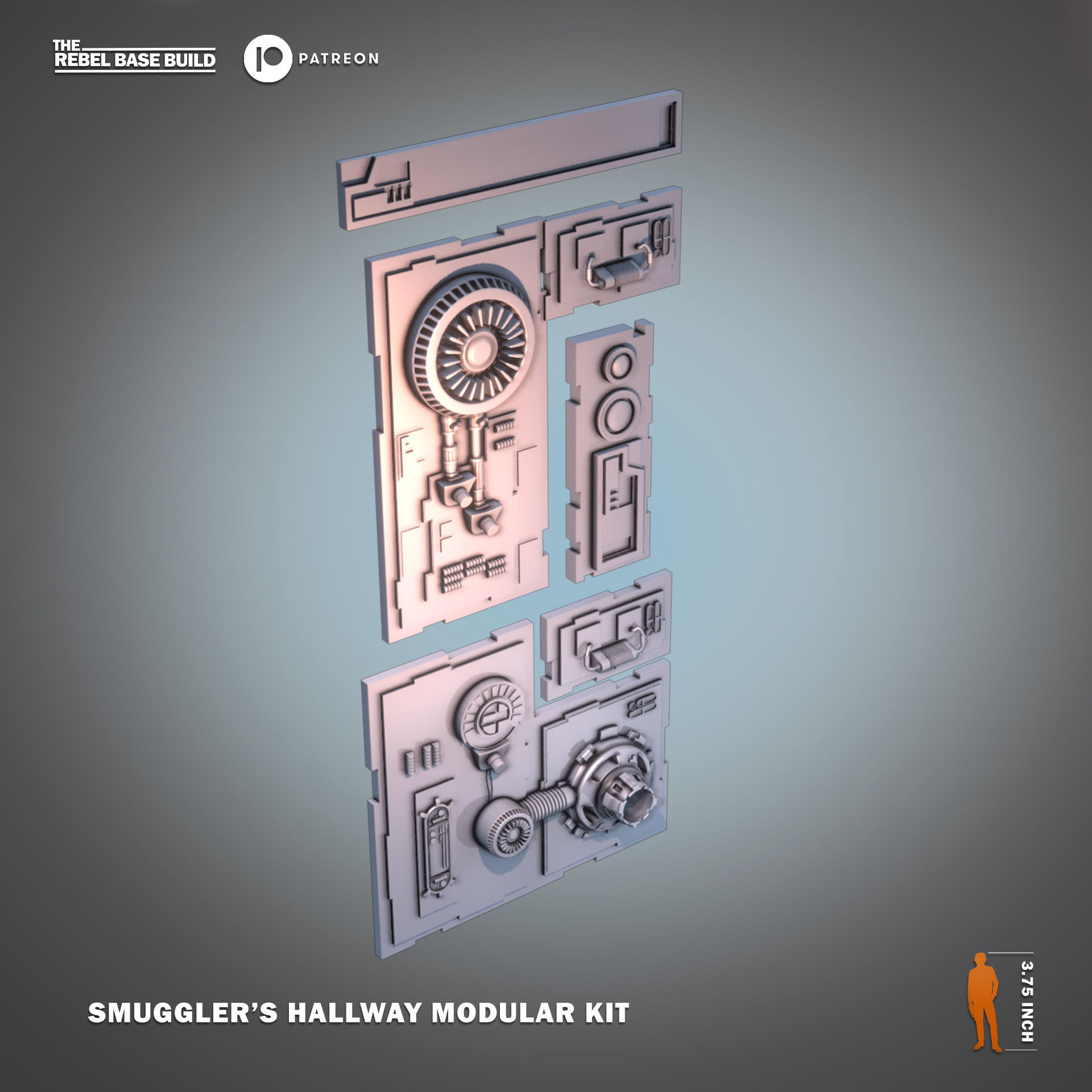 Star War Inspired Smugglers Hallway Modular Kit for 375 Figures 3D print model_3