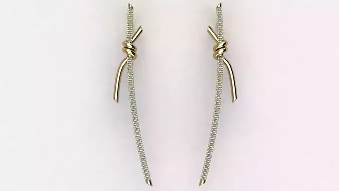 T Knot Drop Diamond Earring 58 mm 3D print model