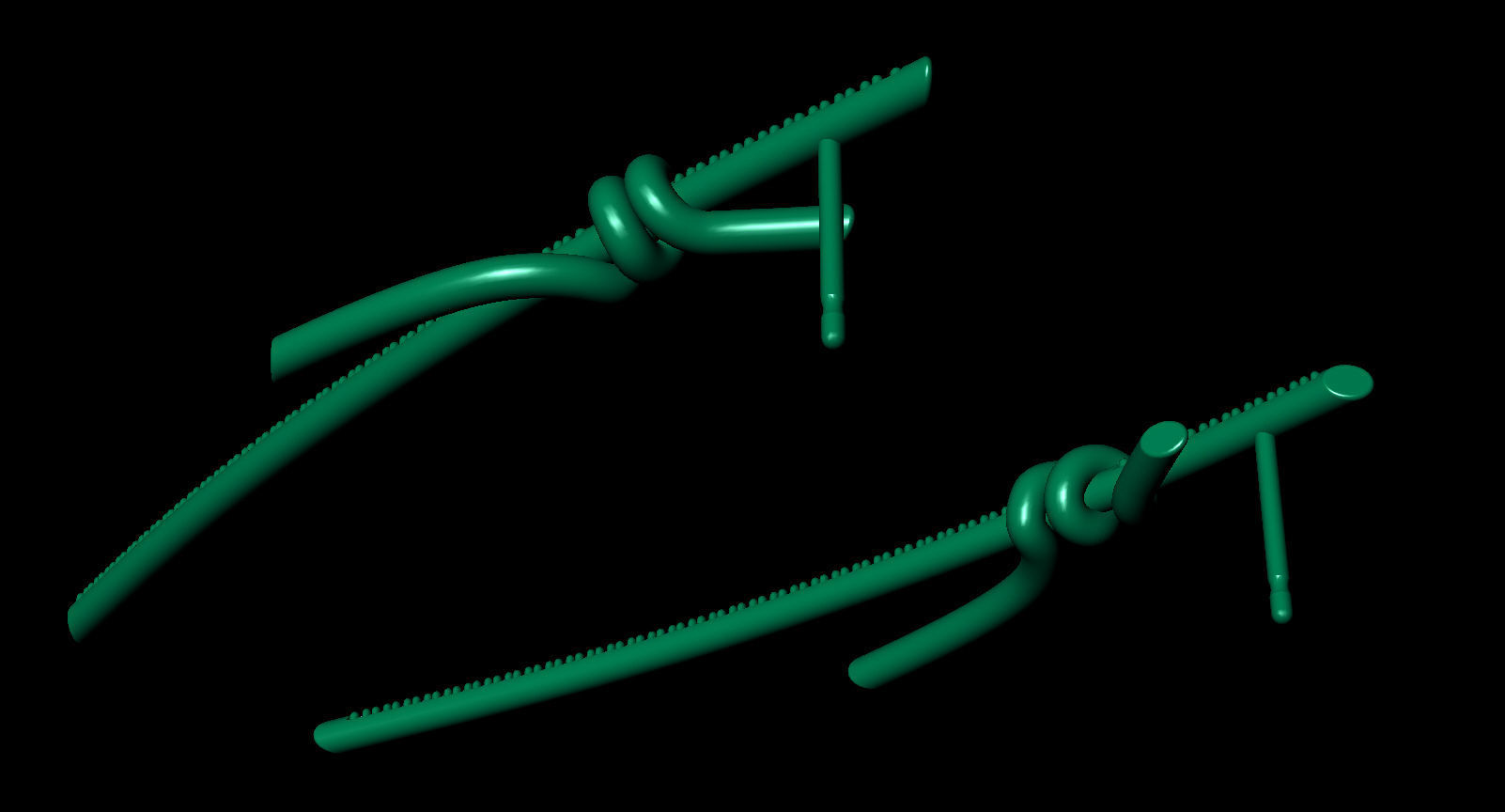 T Knot Drop Diamond Earring 58 mm 3D print model_15