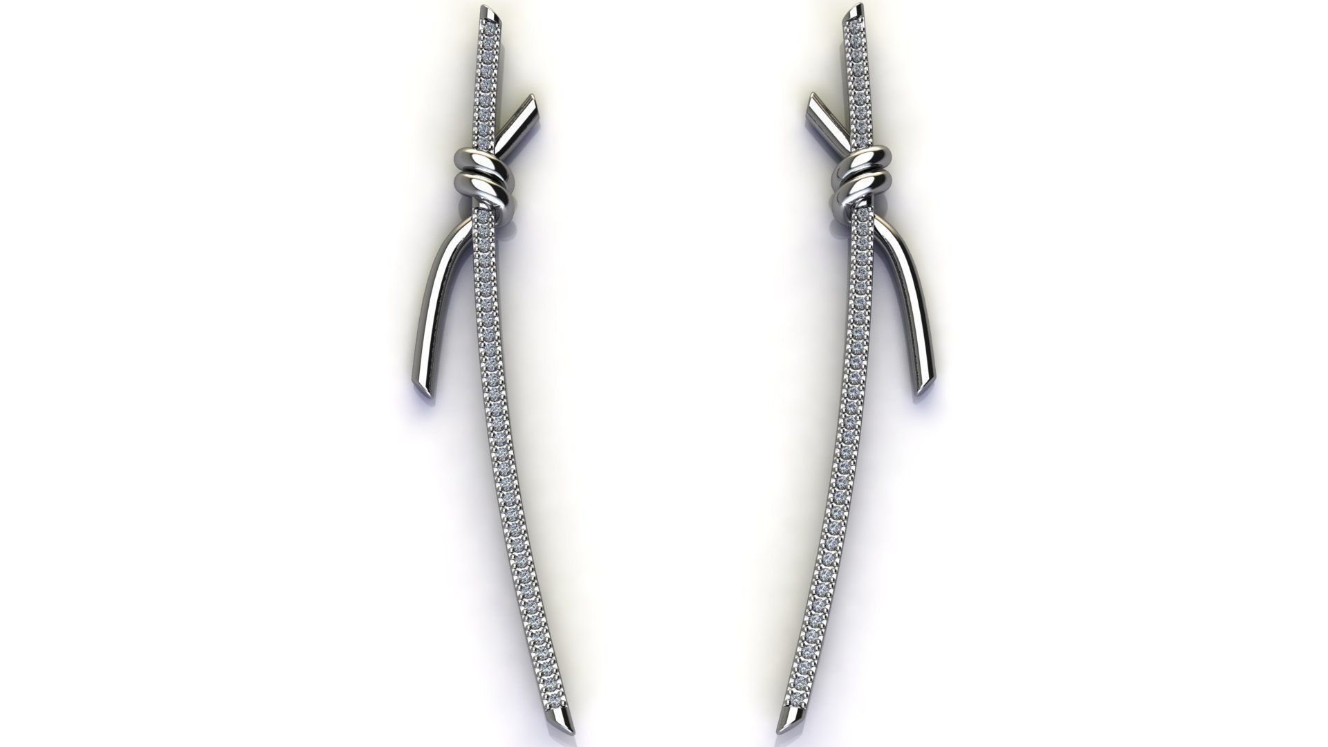 T Knot Drop Diamond Earring 58 mm 3D print model_6