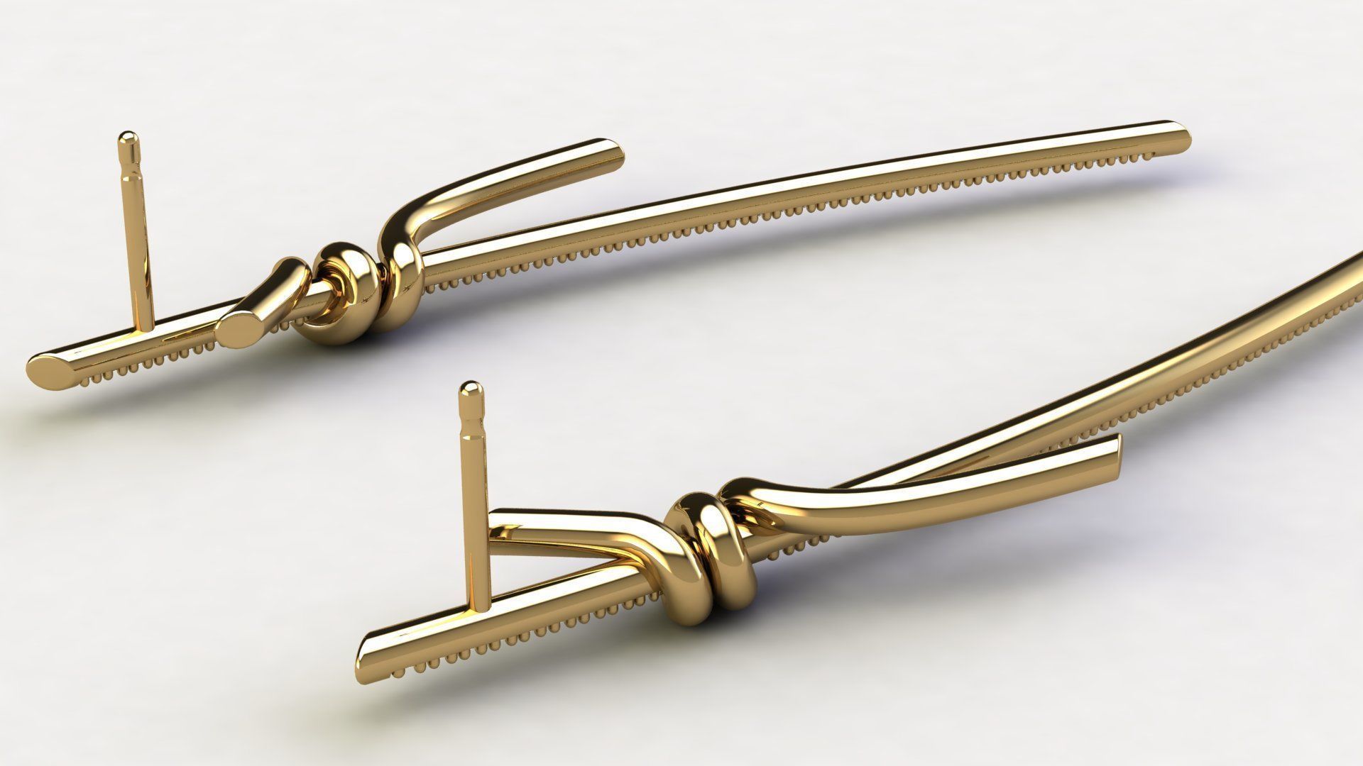 T Knot Drop Diamond Earring 58 mm 3D print model_5