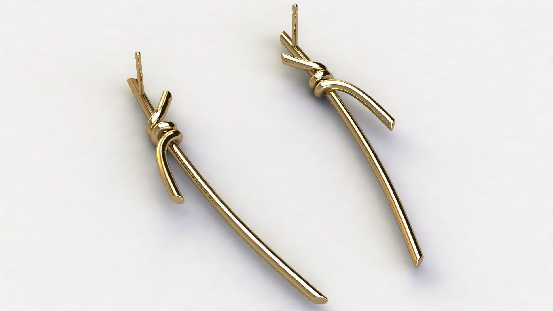 T Knot Drop Diamond Earring 58 mm 3D print model_4