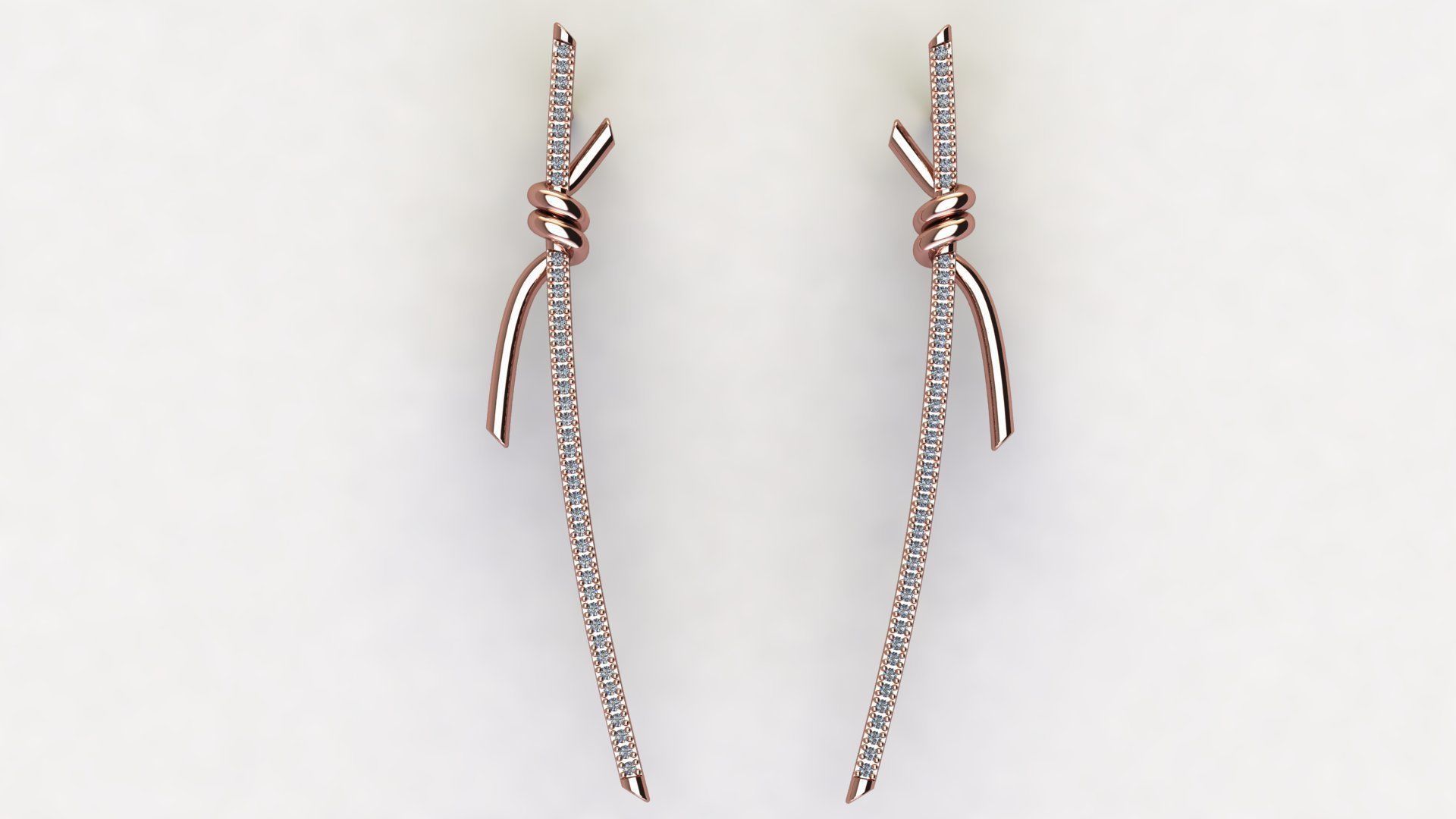 T Knot Drop Diamond Earring 58 mm 3D print model_8