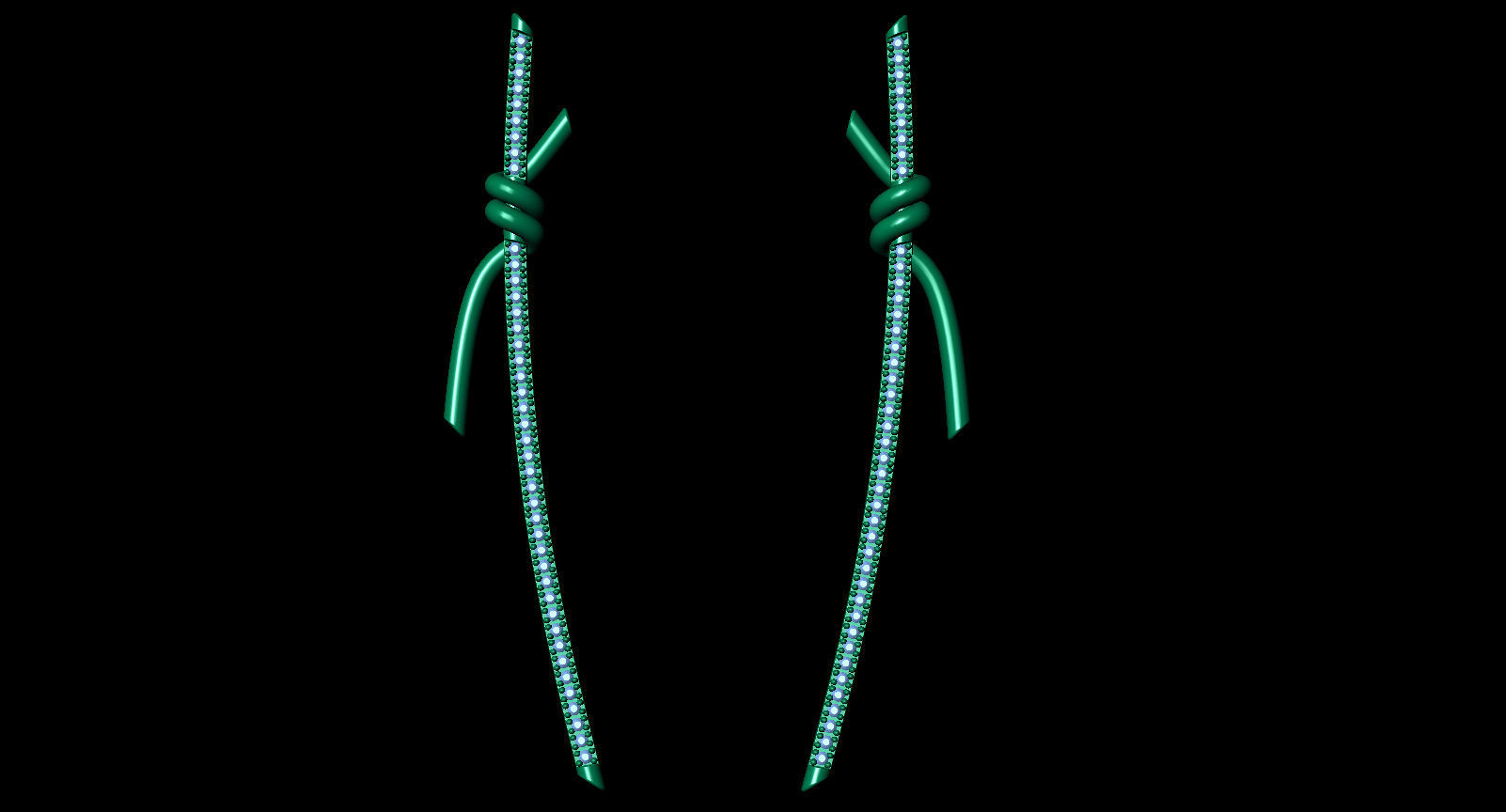 T Knot Drop Diamond Earring 58 mm 3D print model_12