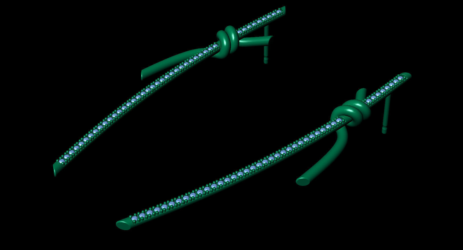 T Knot Drop Diamond Earring 58 mm 3D print model_13