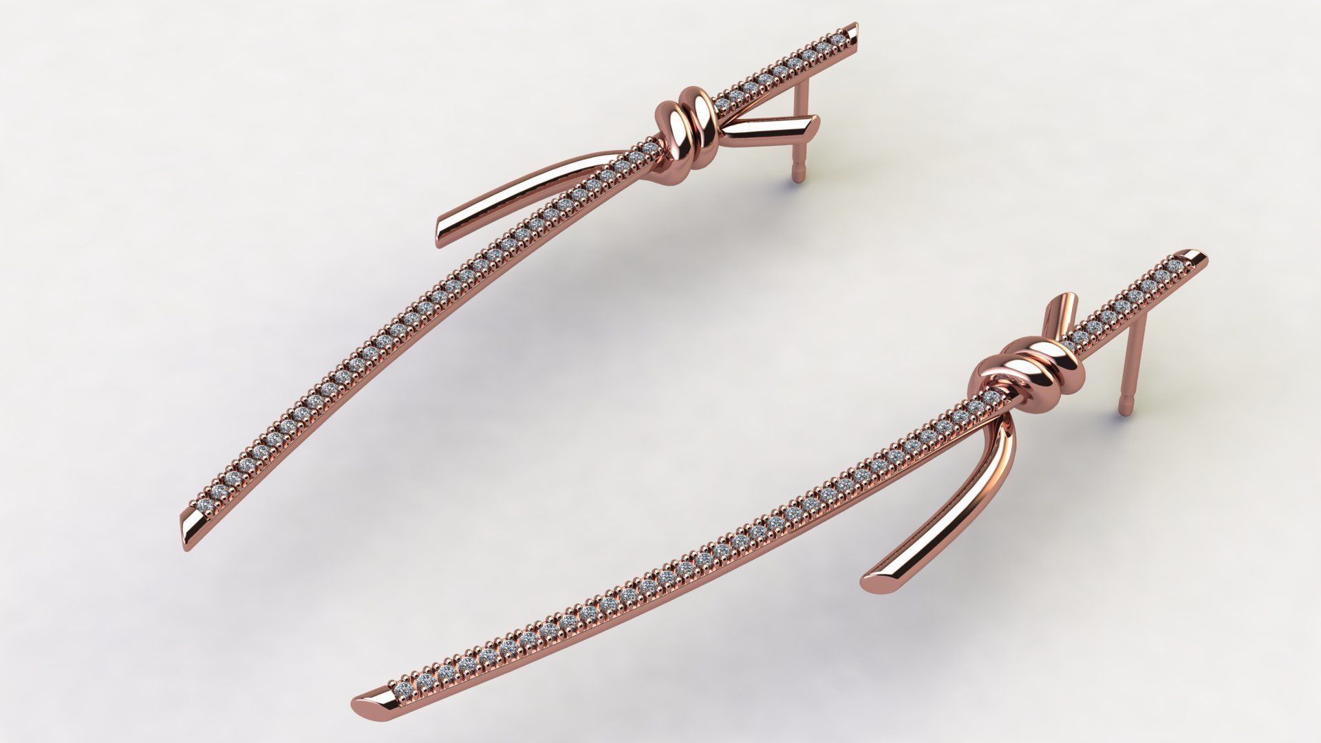 T Knot Drop Diamond Earring 58 mm 3D print model_9