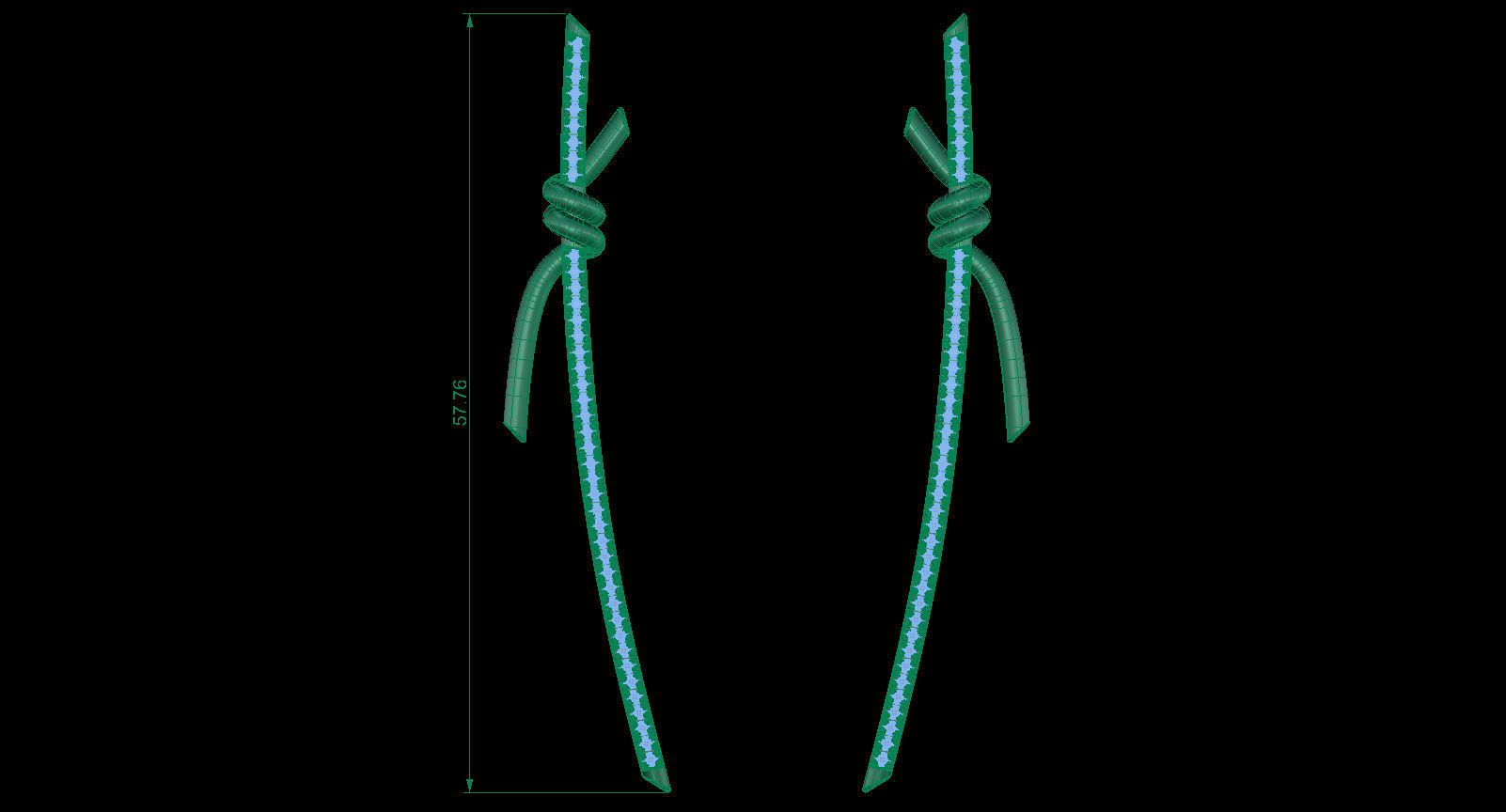 T Knot Drop Diamond Earring 58 mm 3D print model_10