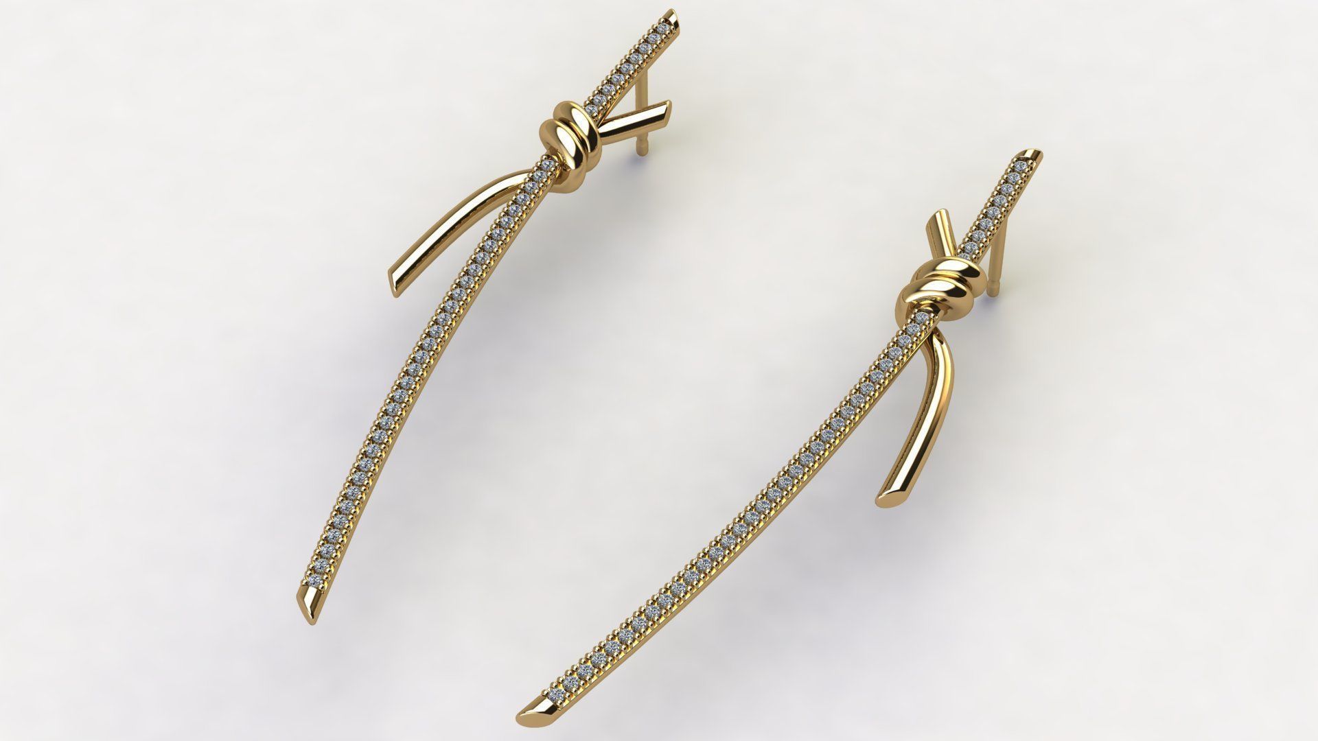 T Knot Drop Diamond Earring 58 mm 3D print model_1