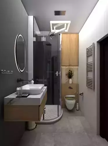 A minimalist functional  and streamlined aesthetic  Bathroom