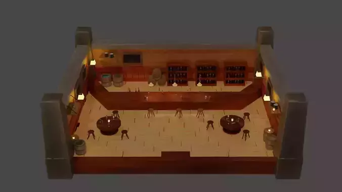 Bar Low poly wine cellar Low-poly 3D model
