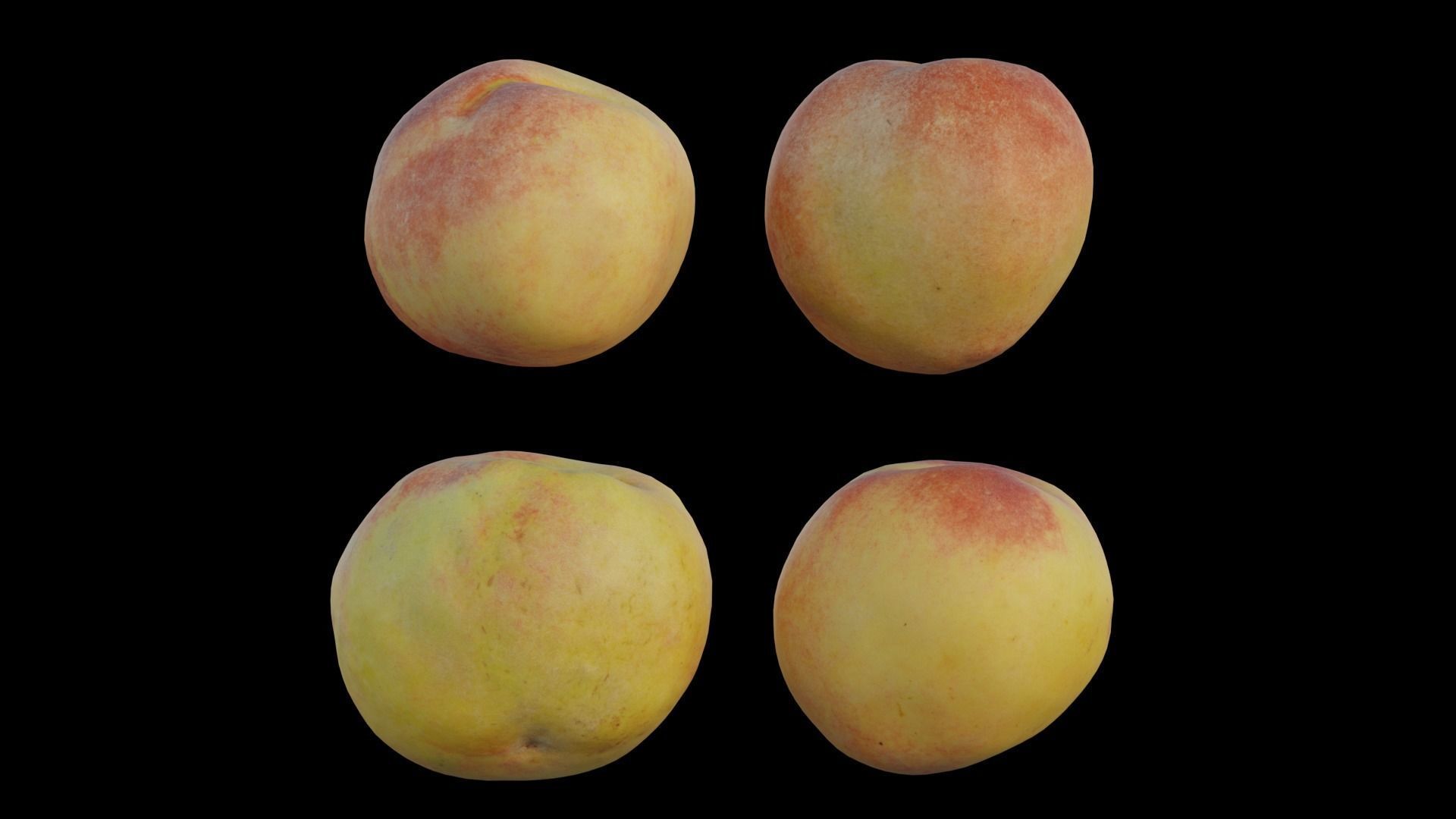 peach group of peaches 3D model_5