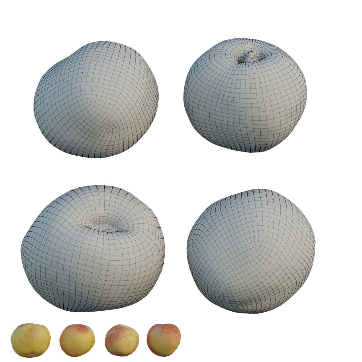 peach group of peaches 3D model_3