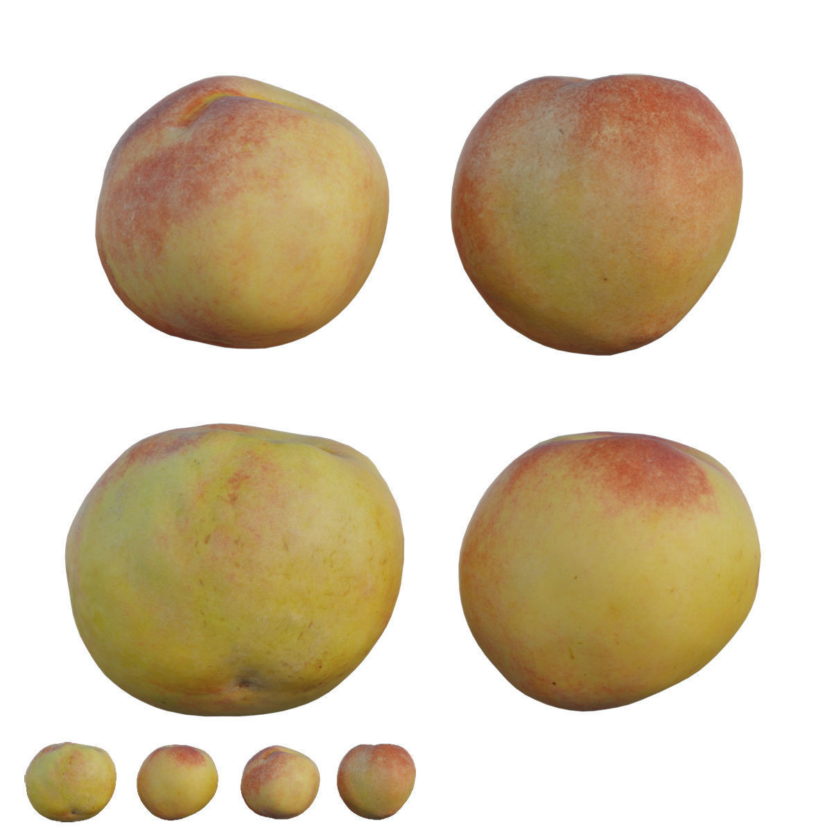 peach group of peaches 3D model_2