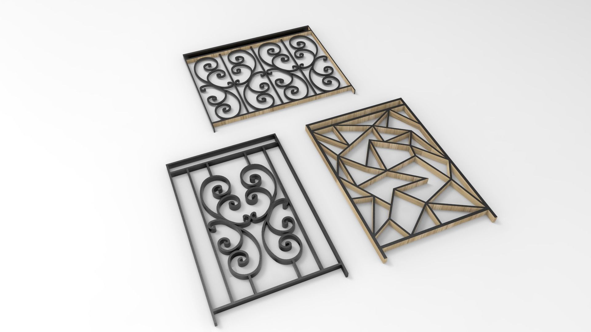 Railing A three metal grate designs 3D print model_8