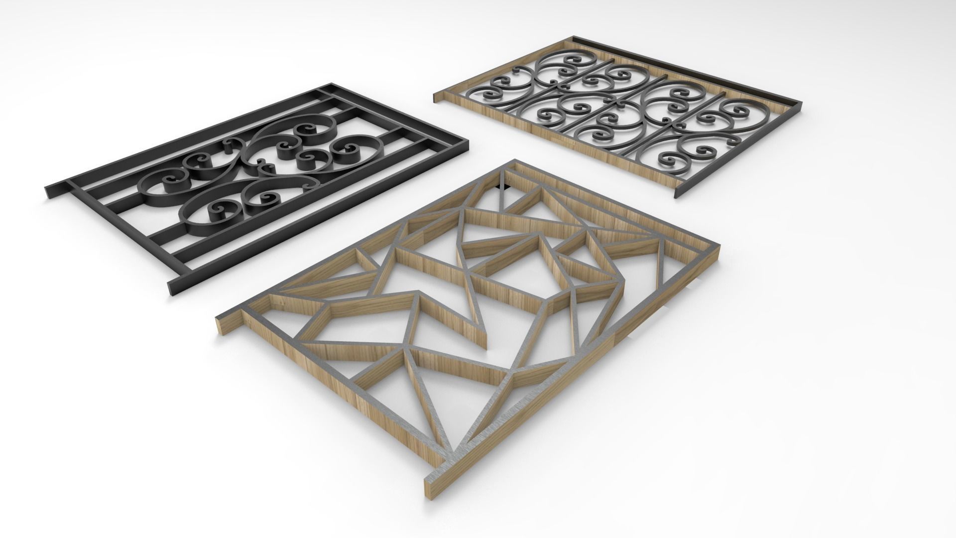 Railing A three metal grate designs 3D print model_7