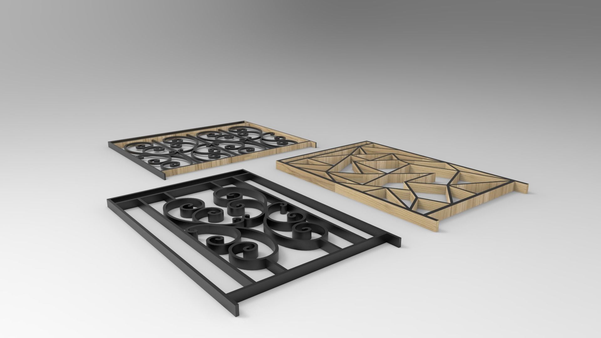 Railing A three metal grate designs 3D print model_5