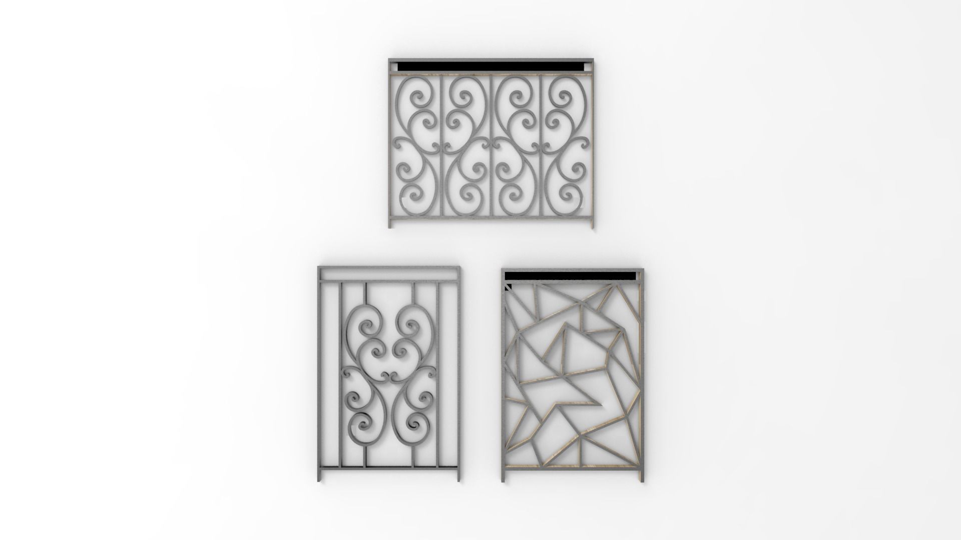 Railing A three metal grate designs 3D print model_6