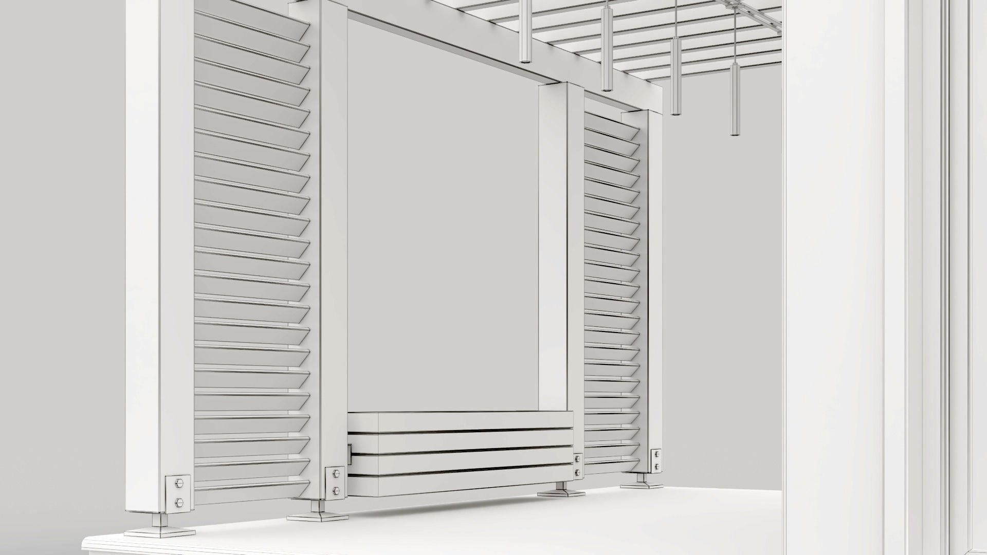 Pavilion with terrace and pergola 3D model_32