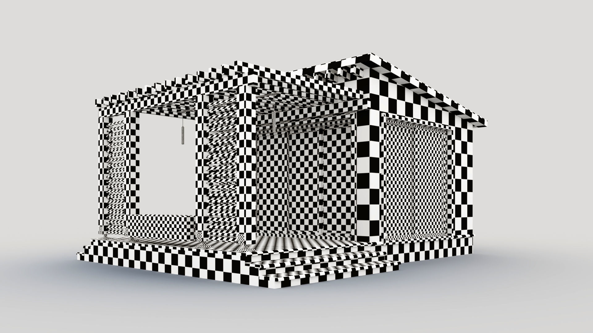 Pavilion with terrace and pergola 3D model_12