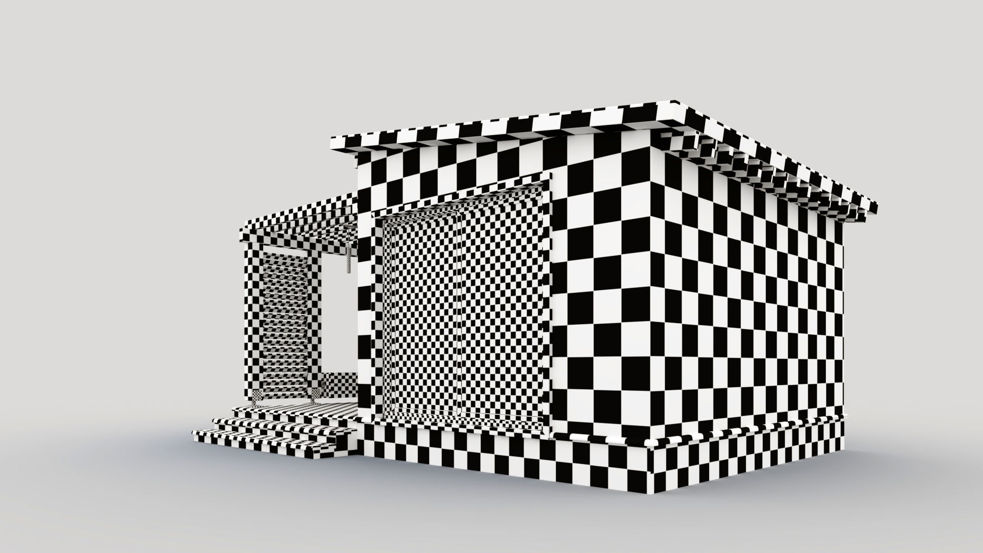 Pavilion with terrace and pergola 3D model_13