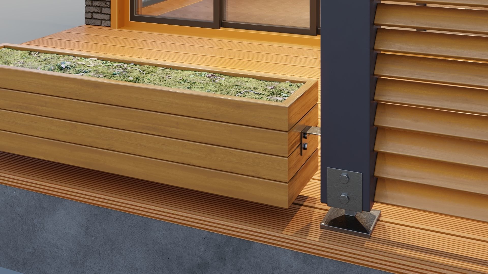 Pavilion with terrace and pergola 3D model_8